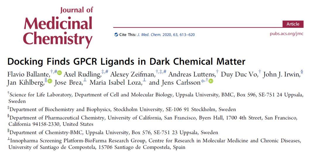 JMC | 利用分子对接从化学暗物质中发现GPCR配体分子
