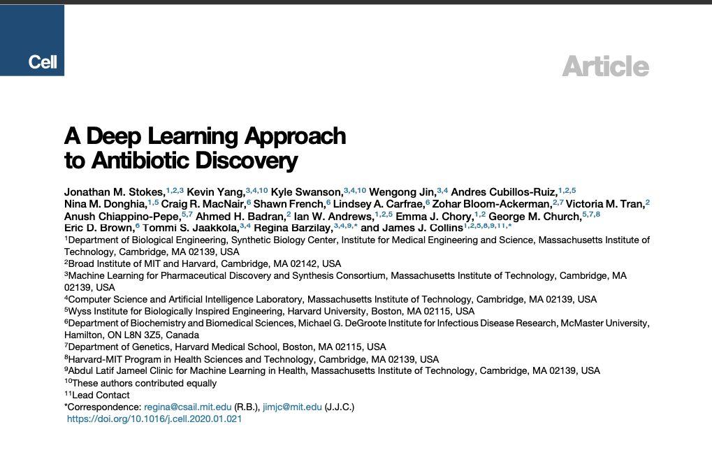 Cell | MIT通过人工智能技术发现超级抗生素