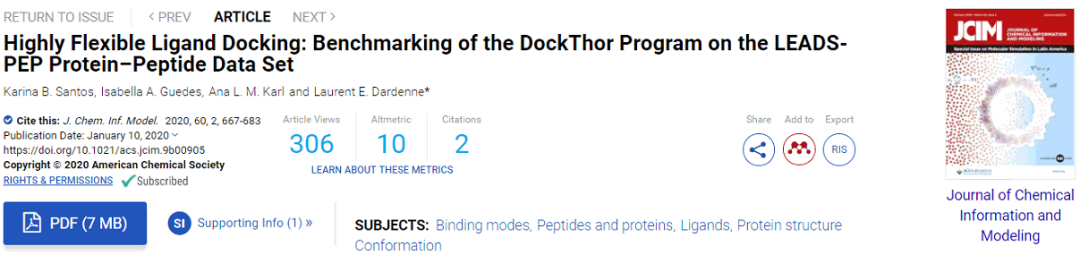 JCIM | 蛋白-多肽对接软件的基准测试