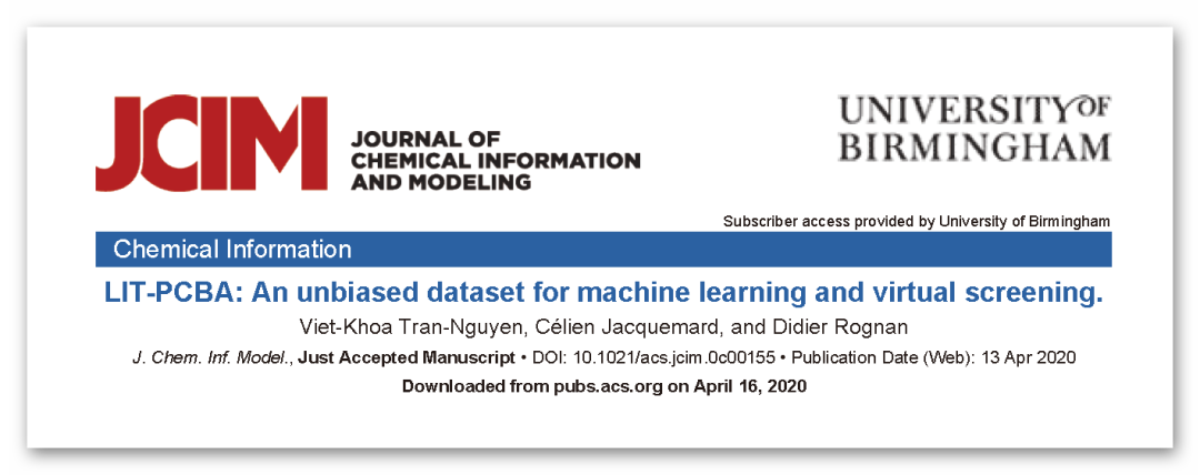 JCIM | 机器学习和虚拟筛选的无偏基准数据集