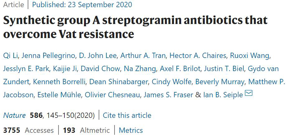 Nature | 理性药物设计发现新型抗耐药A型链阳菌类抗生素
