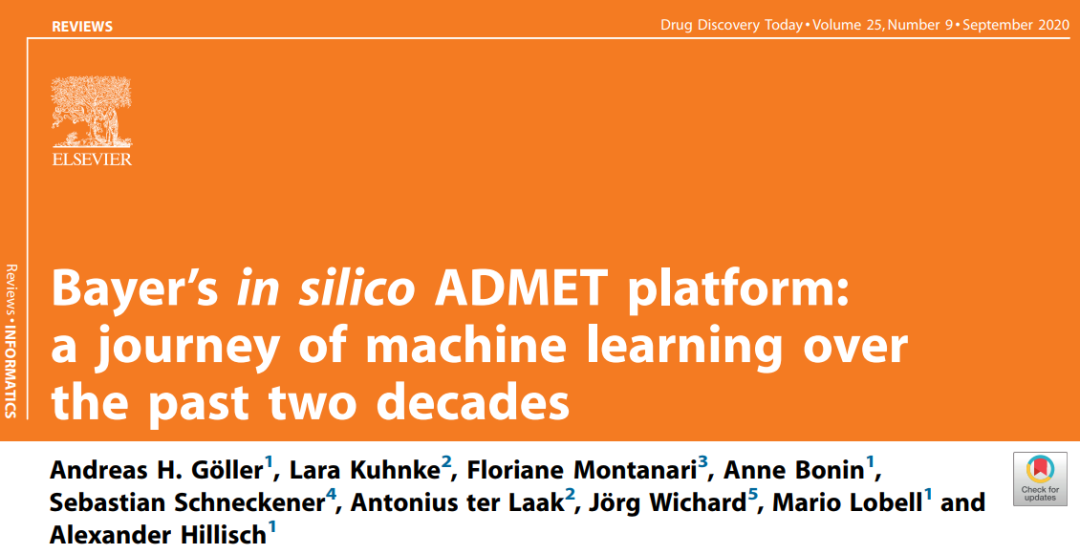 DDT | 拜耳医药20年基于机器学习ADMET预测平台的经验总结