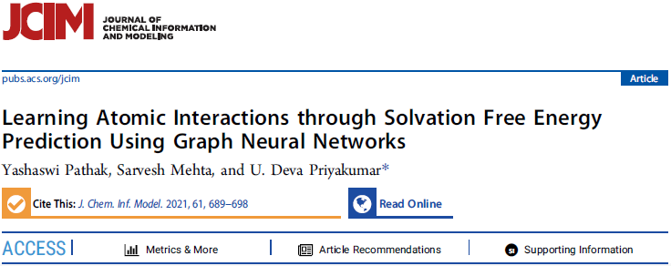 JCIM | 基于图神经网络的深度学习预测溶剂化自由能