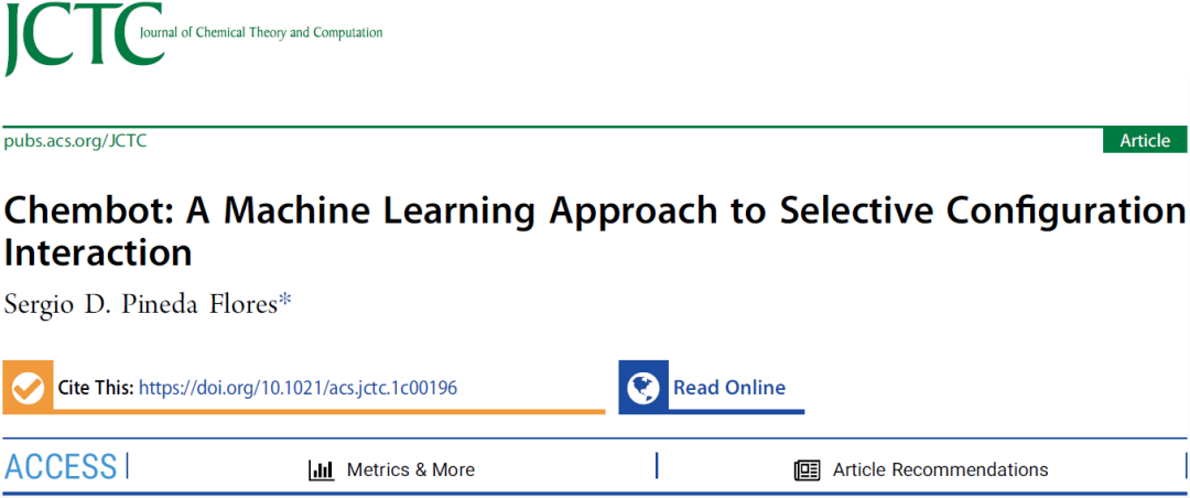 前沿(第九期)：JCTC | Chembot：一种实现选择性组态相互作用的机器学习方法