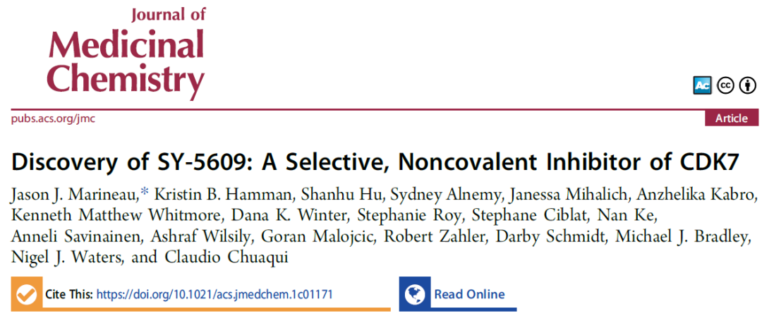 JMC | 非共价CDK7抑制剂SY-5609的发现