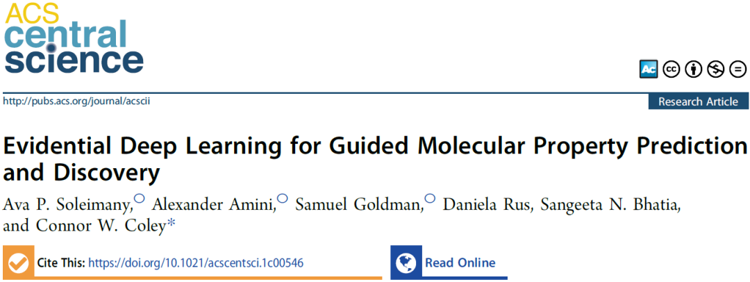 ACS Cent. Sci. | 证据性深度学习指导分子性质预测