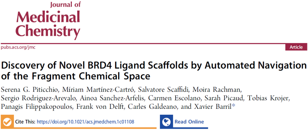 JMC | 片段空间自动搜索算法发现全新BRD4配体骨架