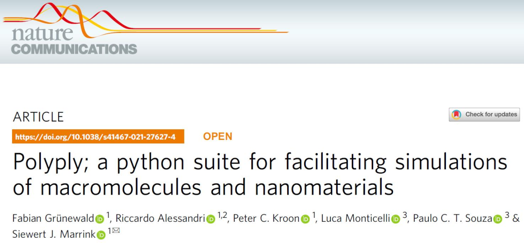 Nat. Commun. | Polyply：用于大分子和纳米材料模拟的python套件