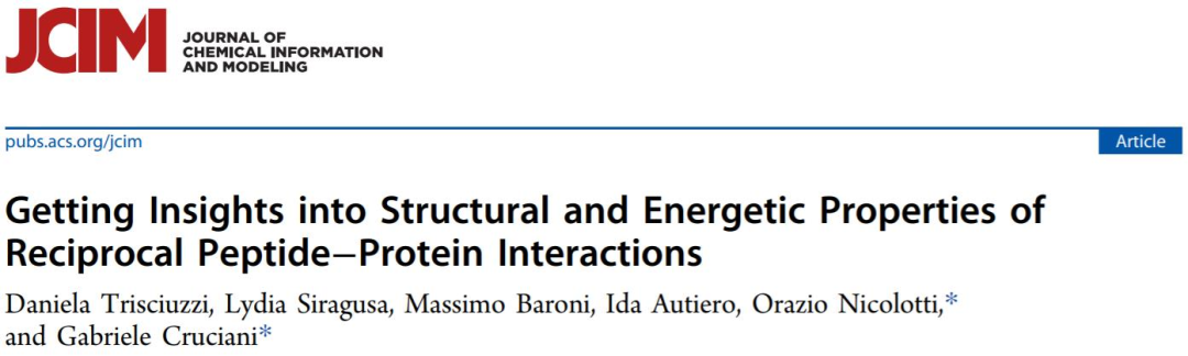 JCIM | 深入了解肽-蛋白质相互作用的结构和能量特征