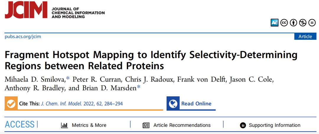 JCIM | 片段热点映射以识别相关蛋白间的选择性决定域