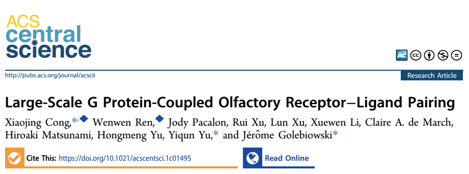 AcsCentSci | 大规模G蛋白偶联嗅觉受体配对数据及其建模